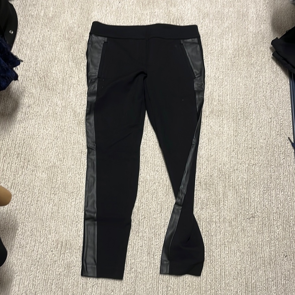 NEVER WORN Woman’s Loft Black & Leather Stripe Dress Pants